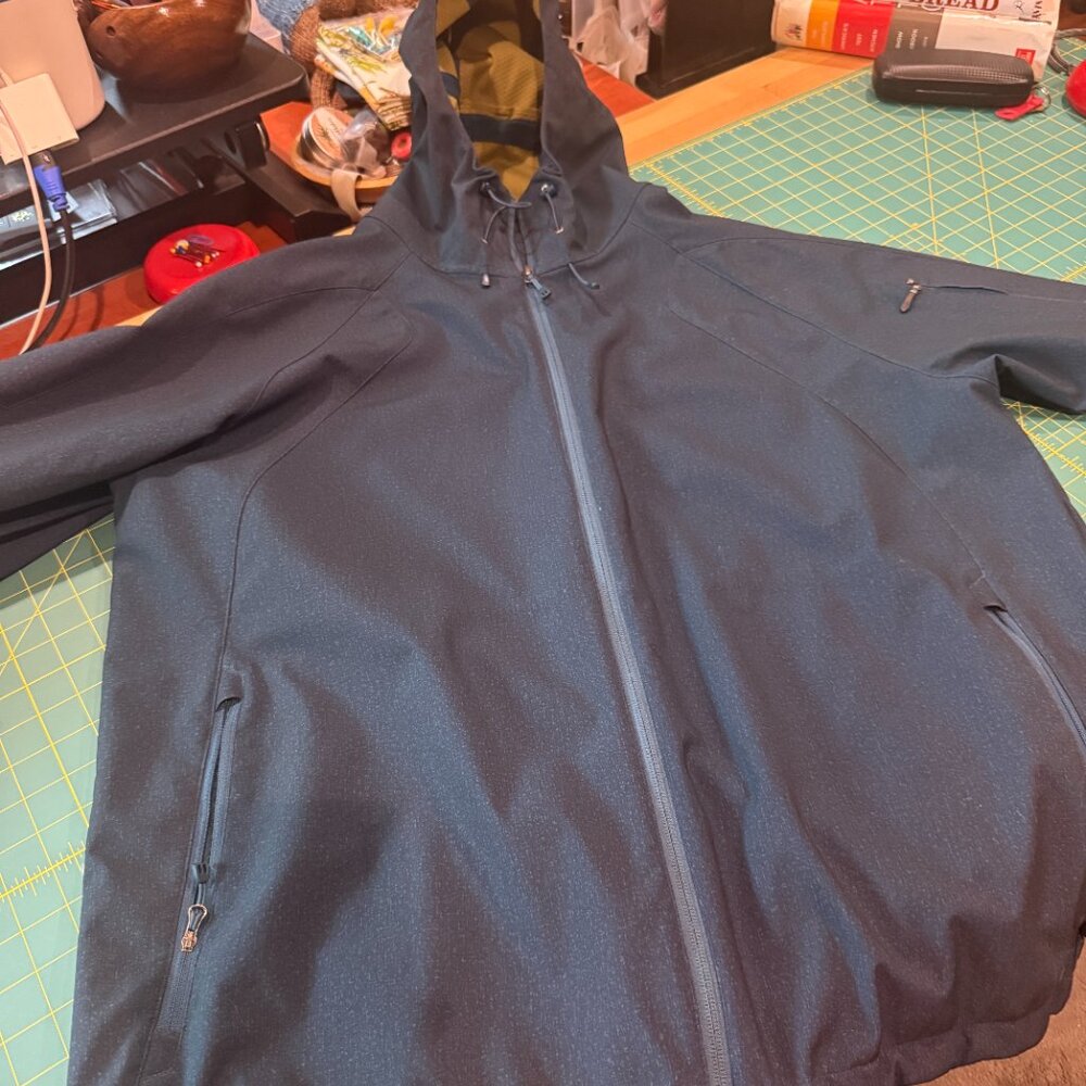 Men's 2X Heavy REI Hooded Rain Jacket, Dark grey